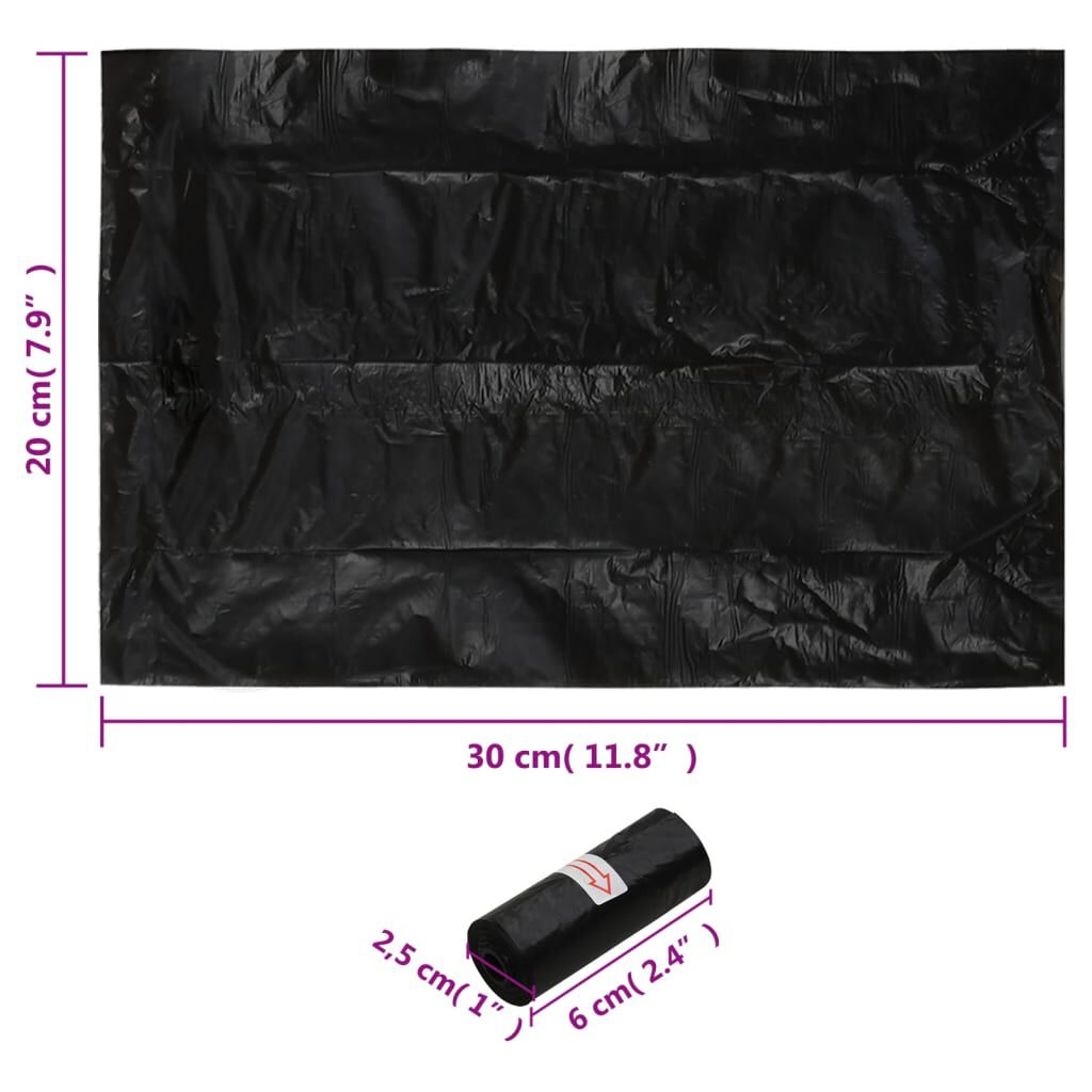 vidaXL Dog Poop Bag Black Polyethylene Large Durable Dog Waste Bag