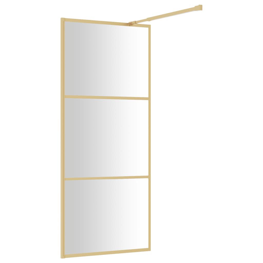 vidaXL Walk-in Shower Wall with Clear ESG Glass Gold 31.5"x76.8"