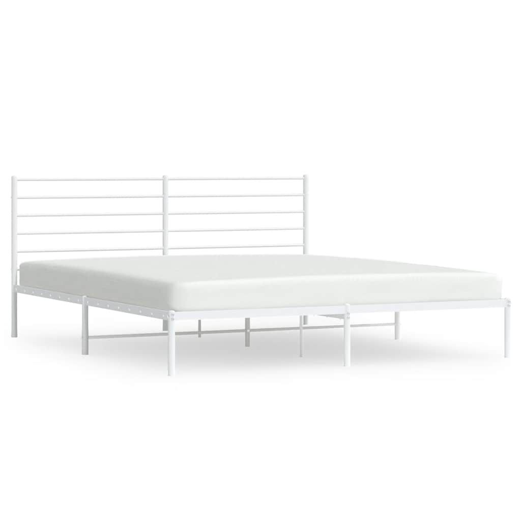 vidaXL Bed Frame White Steel Double Bed Bed Frame Rectangular