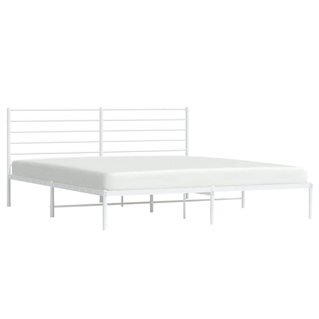 vidaXL Bed Frame White Steel Double Bed Bed Frame Rectangular