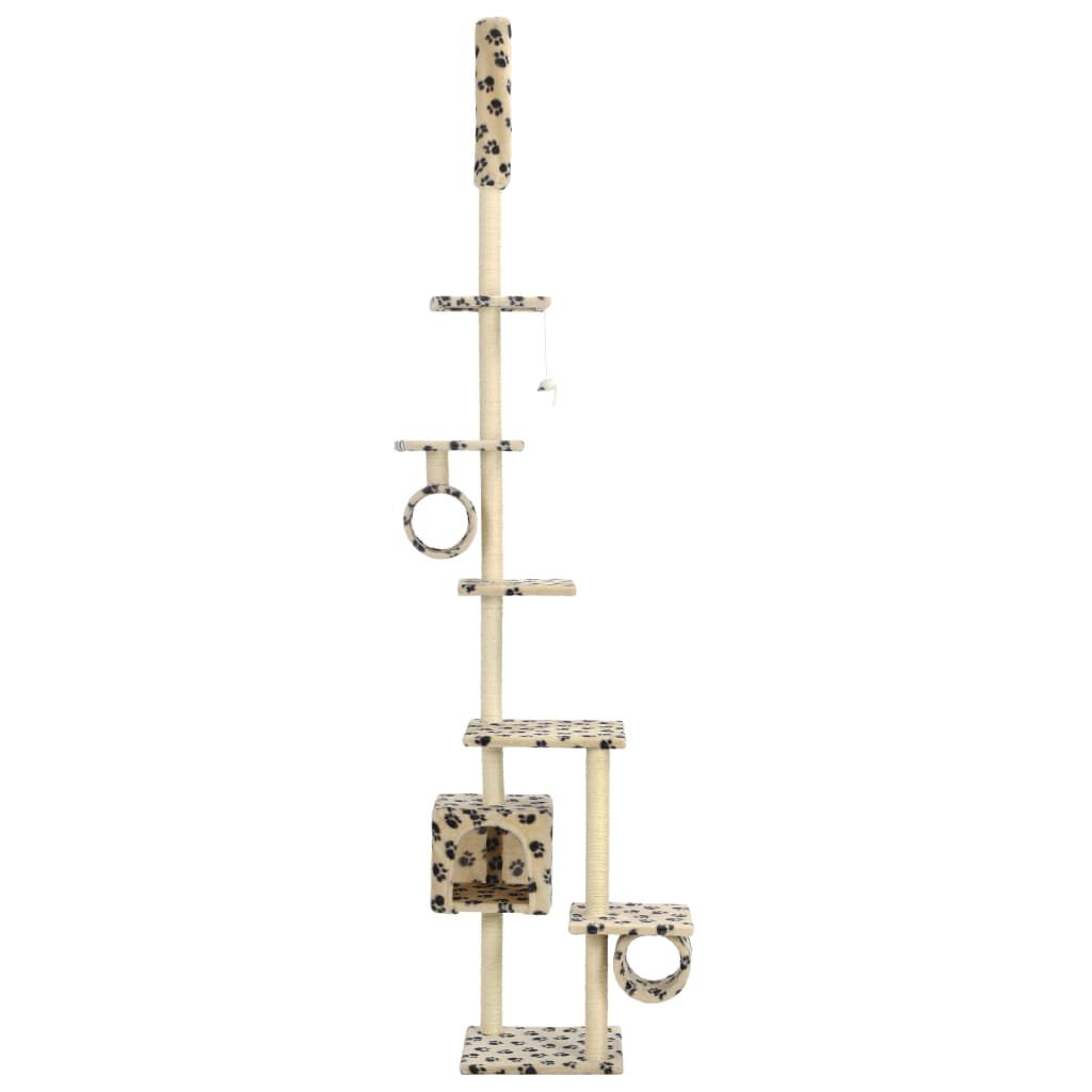 vidaXL Cat Tree Beige with paw prints