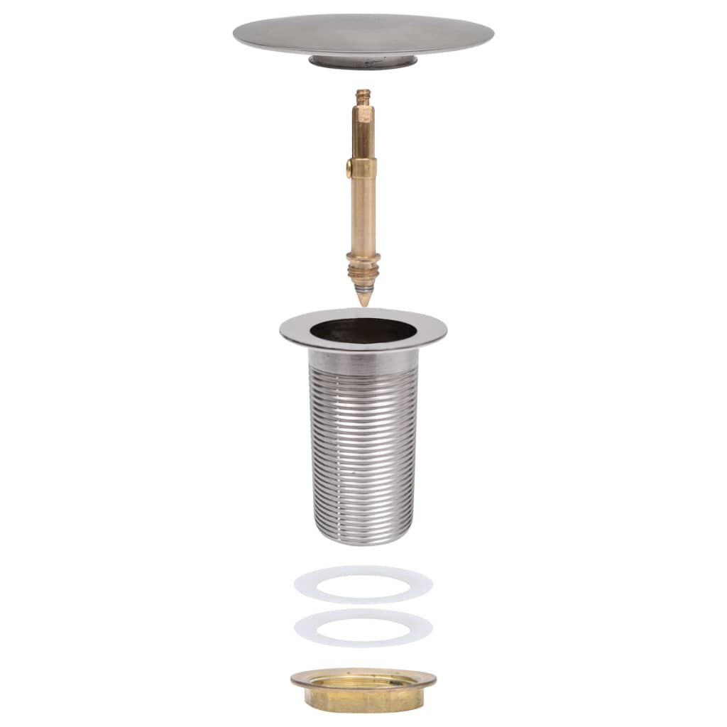 vidaXL Push Drain without Overflow Function Silver 2.5x2.5x3.6"