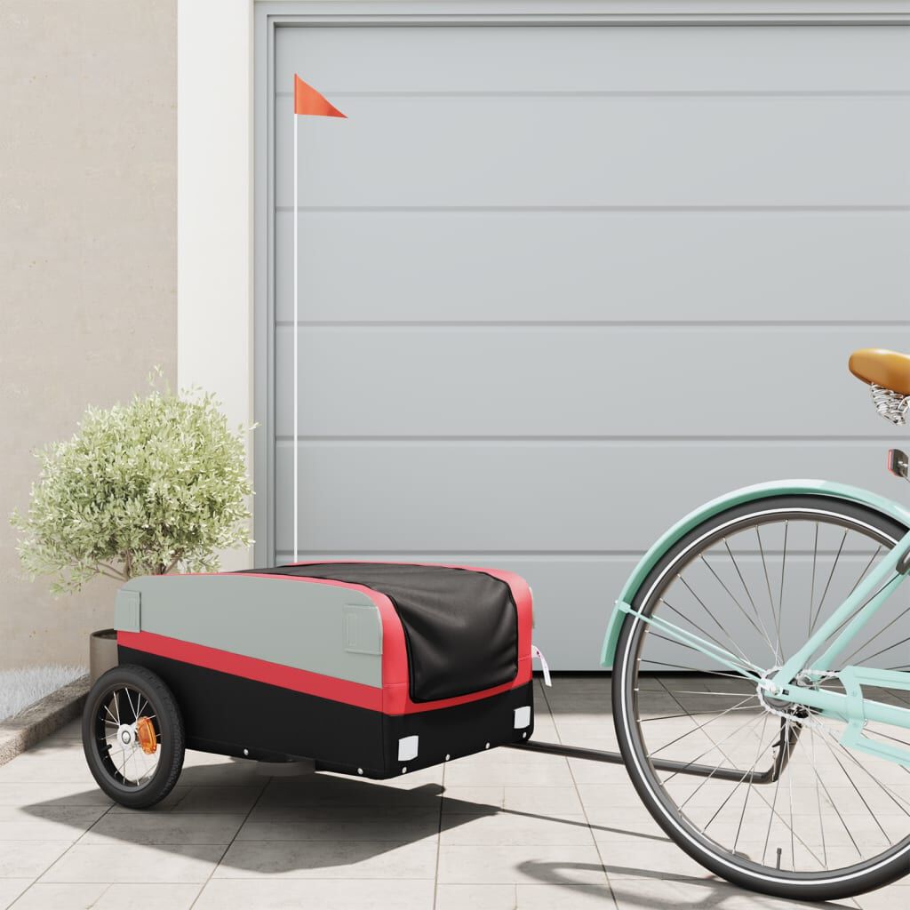 vidaXL Bike Trailer Black and Red 66.1 lb Iron