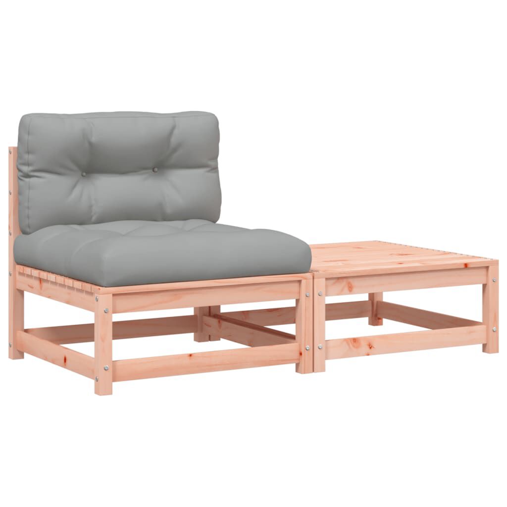 vidaXL Patio Sofa Armless with Cushions and Footstool