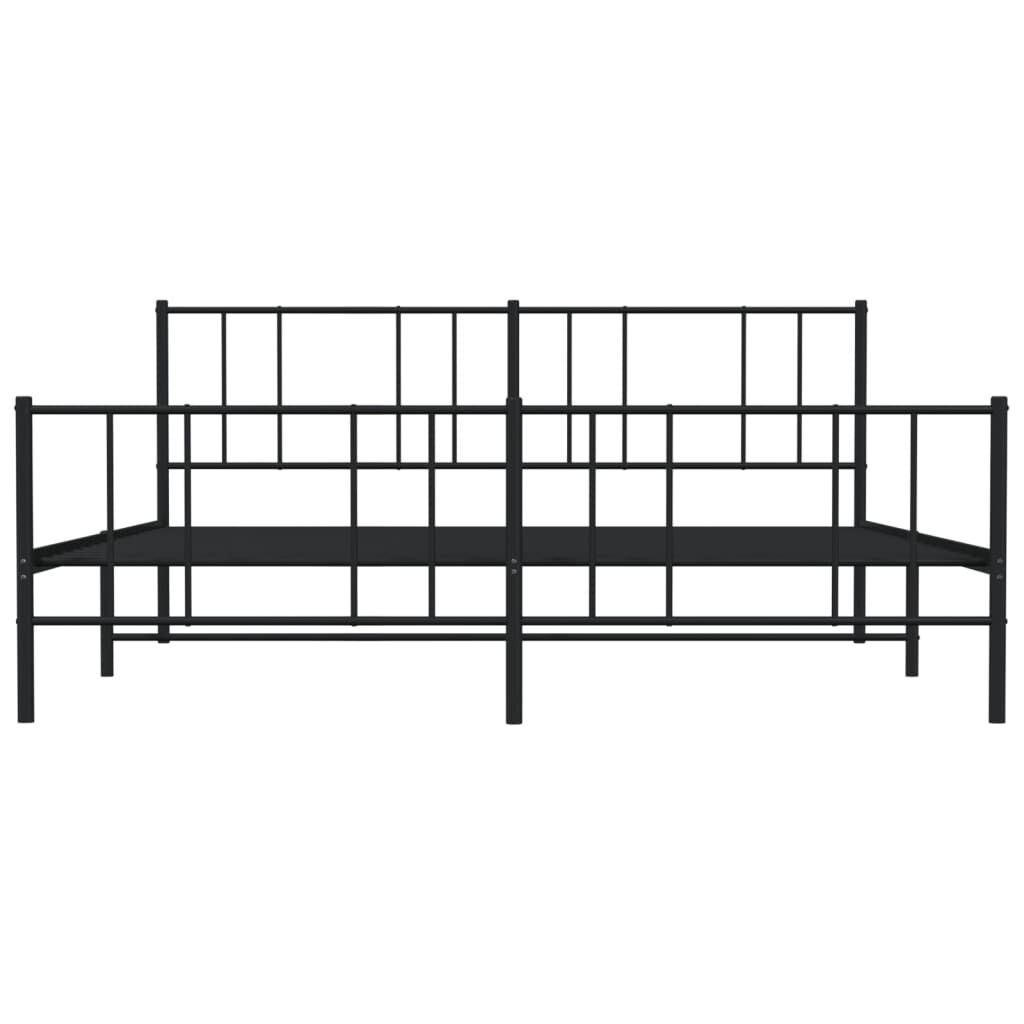 vidaXL Bed Frame Black Powder-coated steel King Bed Frame Rectangular