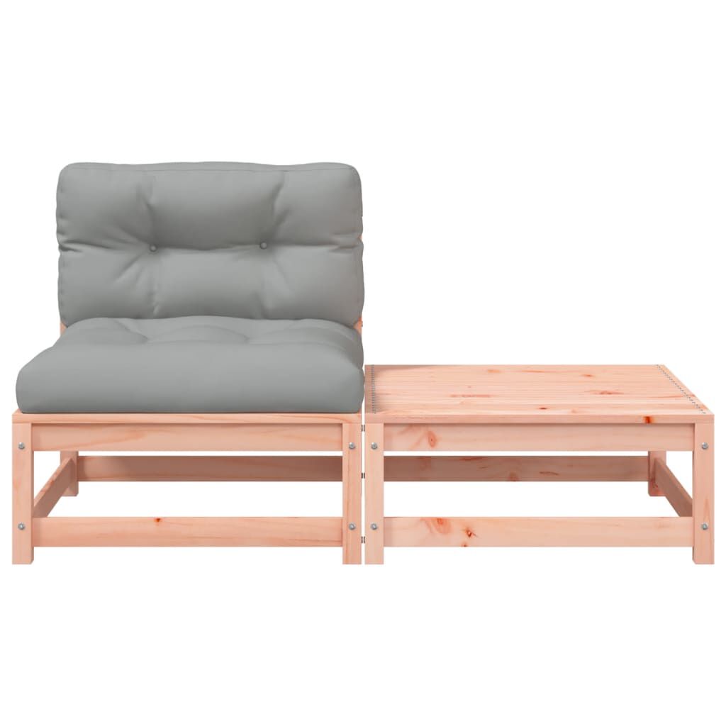 vidaXL Patio Sofa Armless with Cushions and Footstool