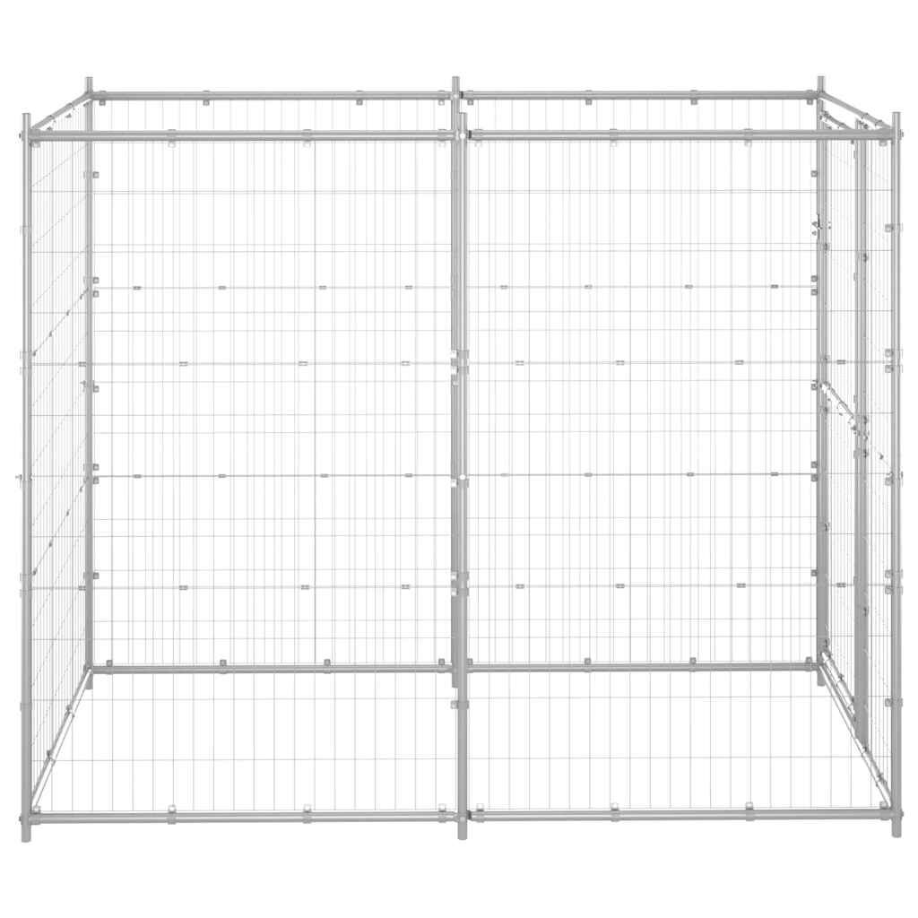vidaXL Dog Kennel Silver Galvanized steel 43.3x86.6x70.9 in Durable
