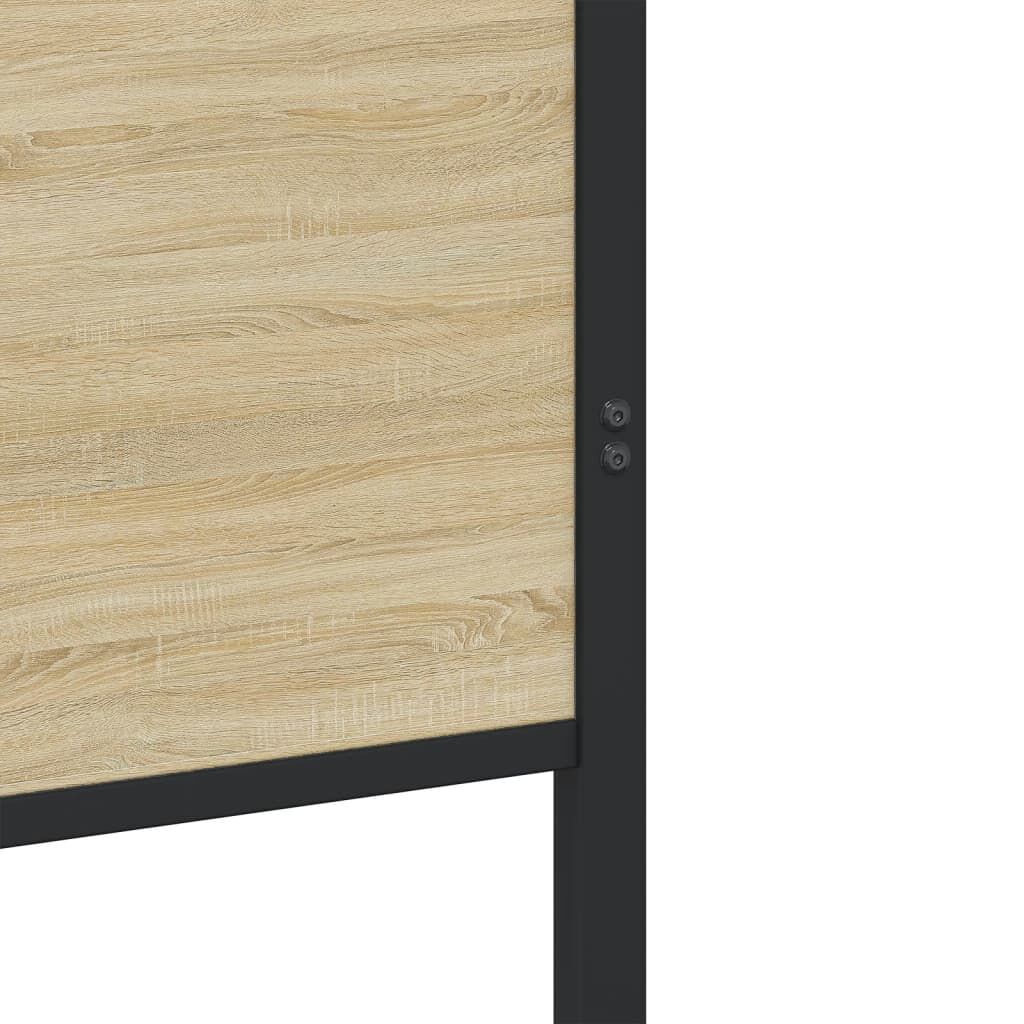 vidaXL Bed Frame Sonoma Oak Steel, Engineered Wood Single