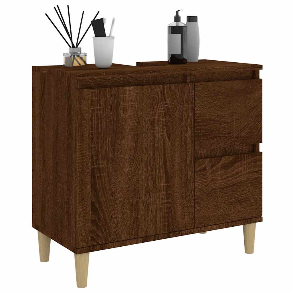 vidaXL Bathroom Cabinet Brown oak Engineered wood Medium