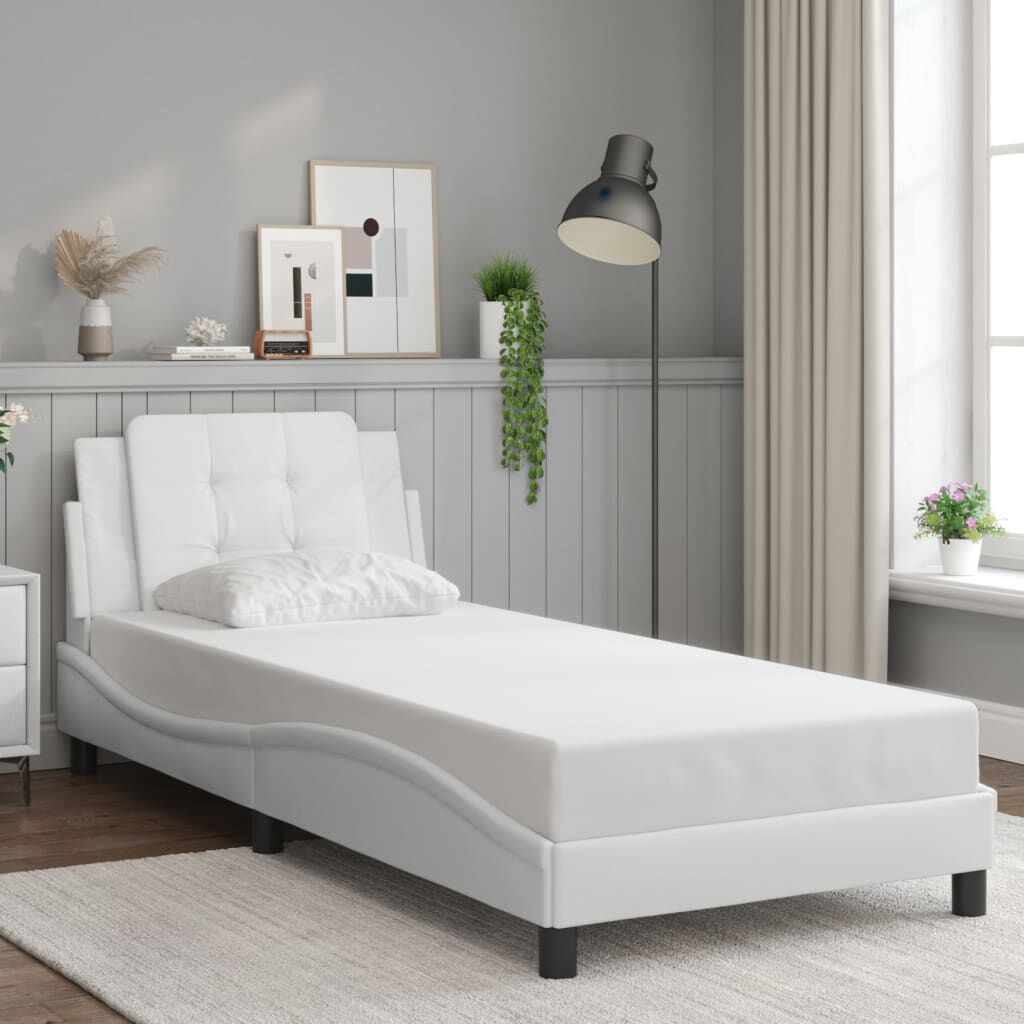 vidaXL Bed Frame with LED without Mattress Zadar" White 39.4"x74.8"
