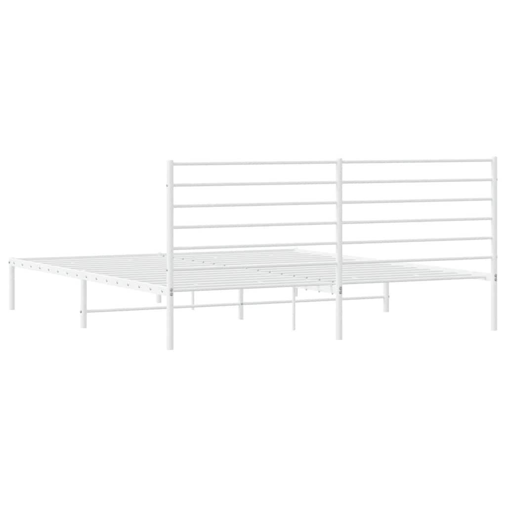 vidaXL Bed Frame White Steel Double Bed Bed Frame Rectangular