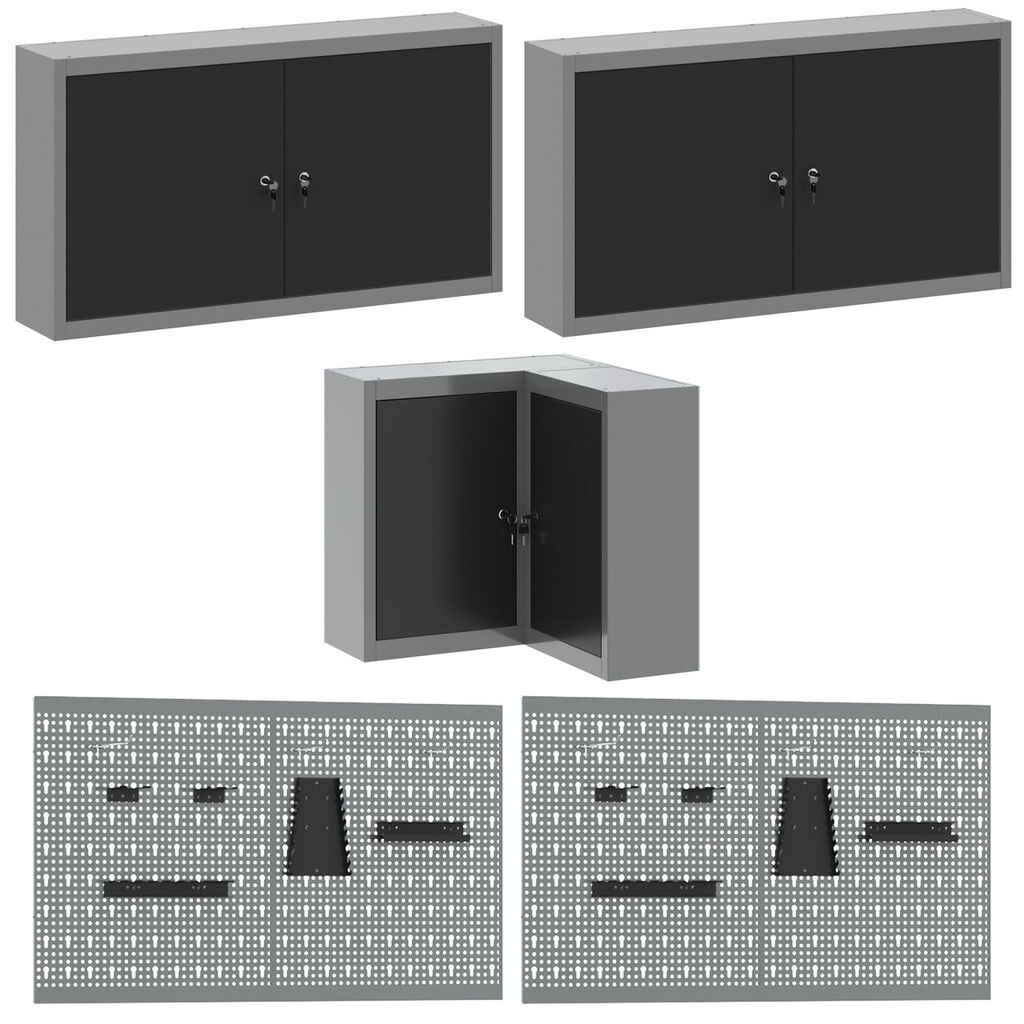 vidaXL Work Cabinet Set Set of 10 Grey Steel 100.4 x 21.7 x 86.6 in
