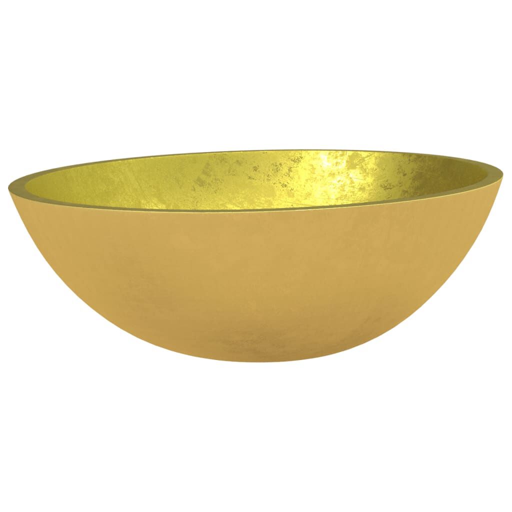 vidaXL Basin Glass 19.7x14.6x5.5" Gold