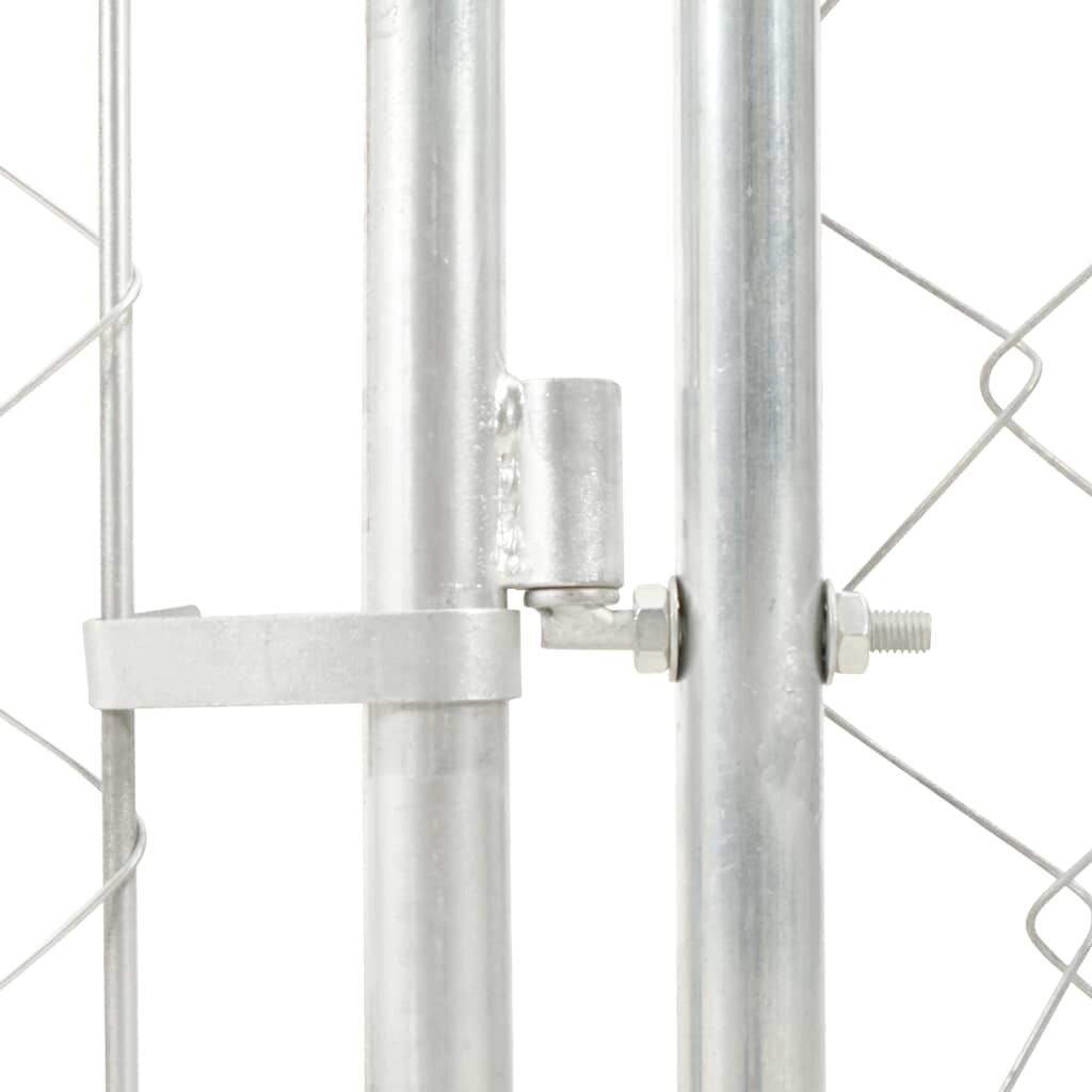 vidaXL Dog Kennel Silver Galvanized steel, Polyethylene Large Locks