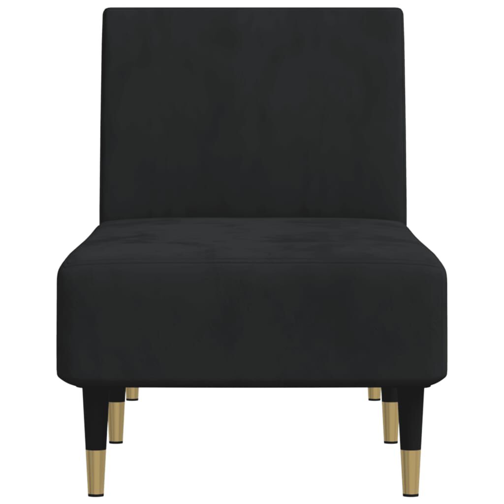 vidaXL Chaise Lounge Black Velvet, Plywood, Metal Standard