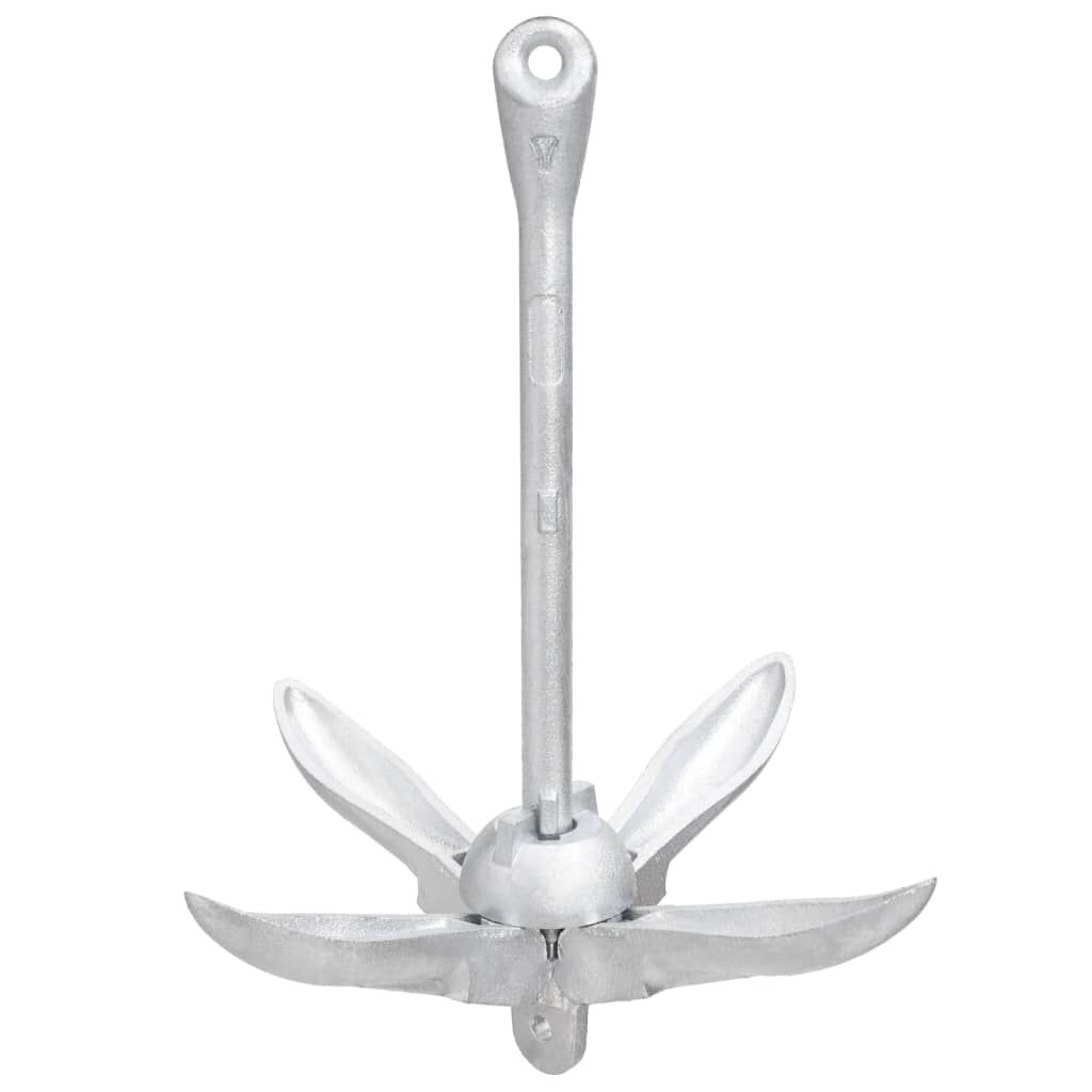 vidaXL Folding Anchor Silver 8.8 lb Hot Dip Galvanized Cast Iron