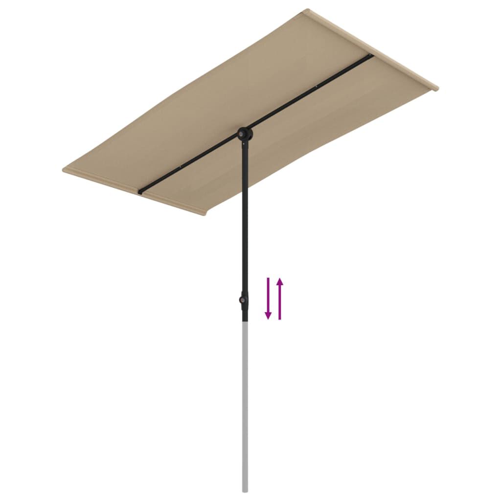 vidaXL Garden Parasol Taupe Polyester, Aluminum 70.9 x 43.3 in Rotatable