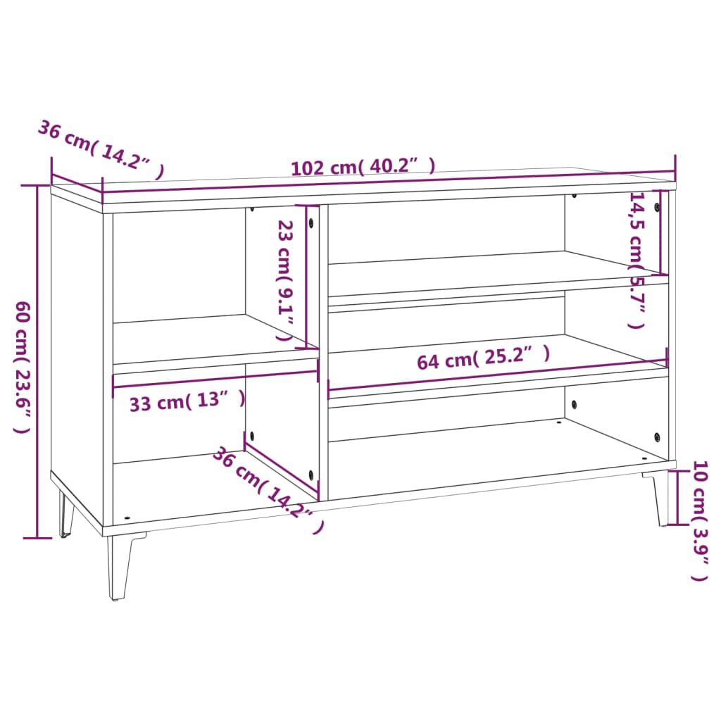 vidaXL Shoe Cabinet Brown oak Engineered wood Medium Shoe Cabinet
