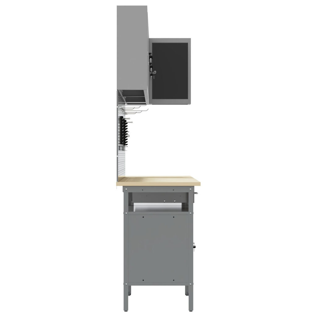 vidaXL Work Cabinet Set Set of 10 Grey Steel 100.4 x 21.7 x 86.6 in