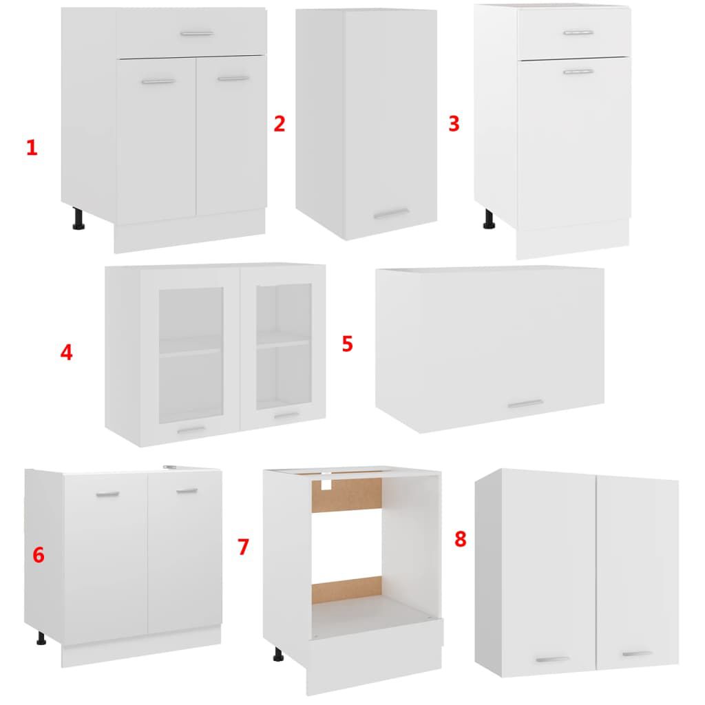 vidaXL Kitchen Cabinet Set White Engineered Wood Standard