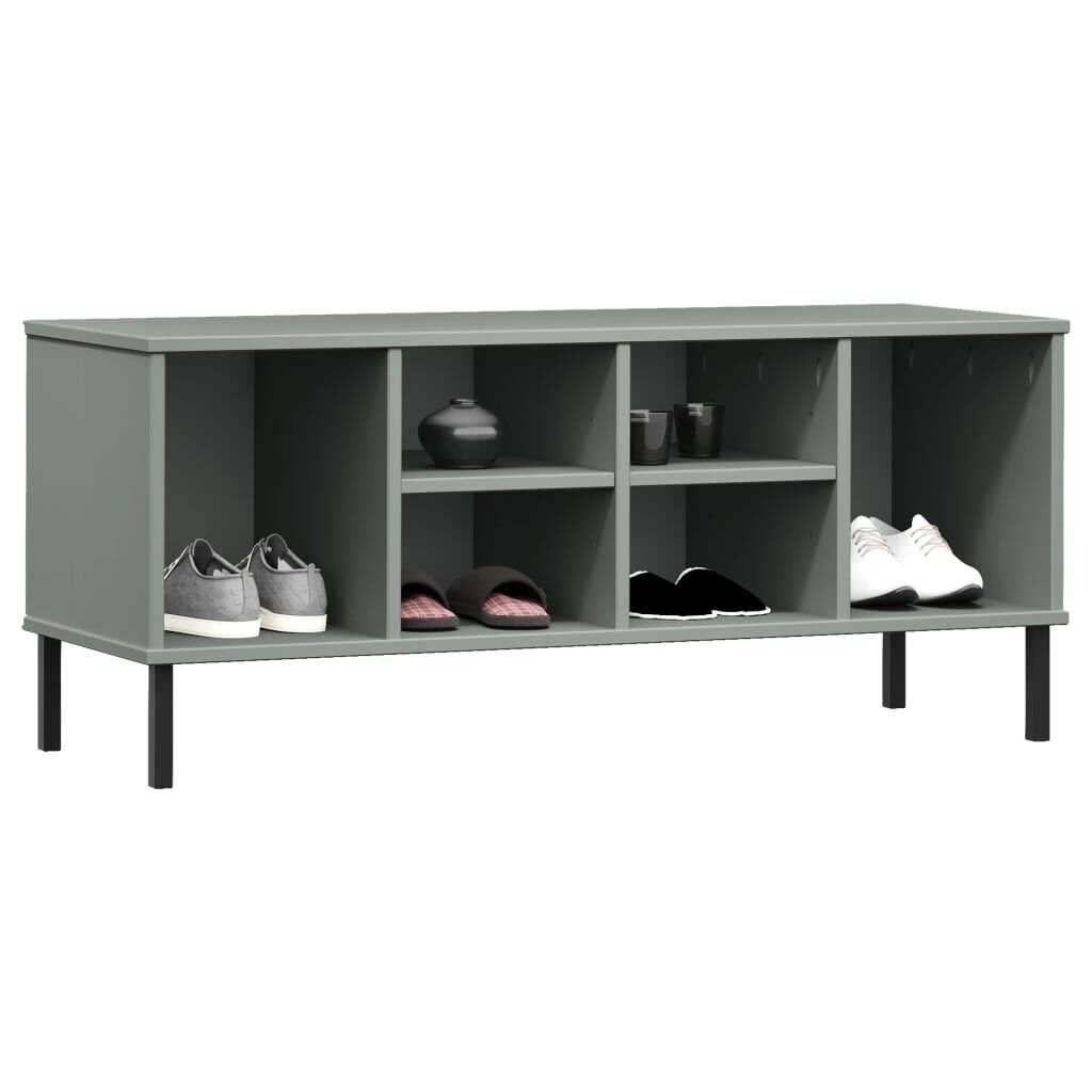 vidaXL Shoe Rack Grey Solid pine wood, metal Medium Shoe Rack