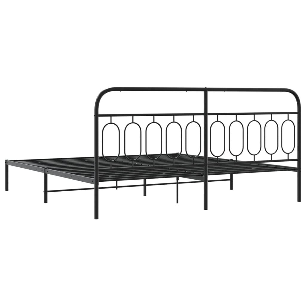 vidaXL Bed Frame Black Steel 79 x 79 in Bed Frame Rectangular Modern