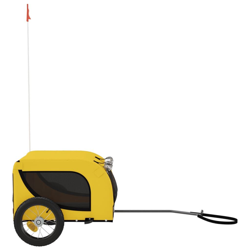 vidaXL Pet Bike Trailer Yellow and Black Oxford fabric, Iron, PVC Medium