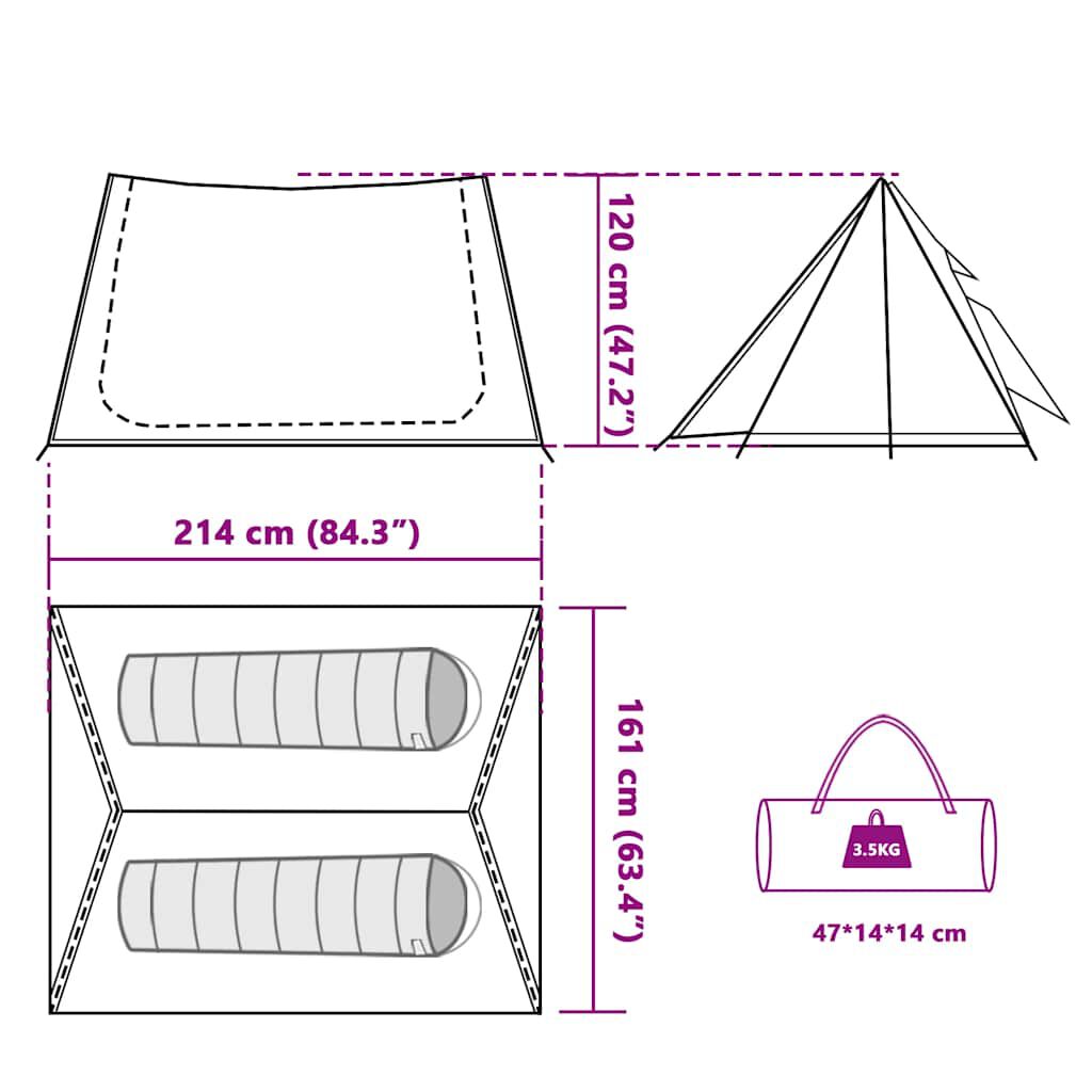 vidaXL Camping Tent 2-Person White Blackout Fabric Waterproof
