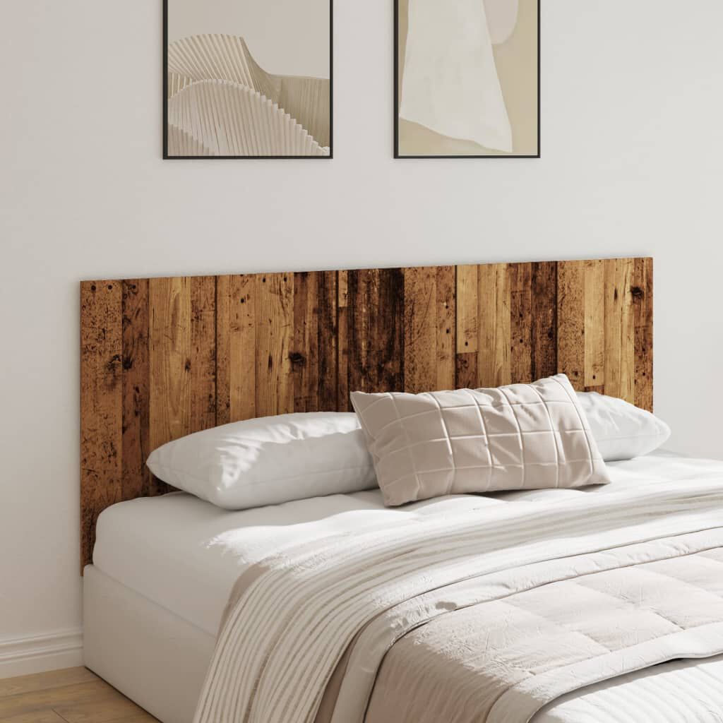 vidaXL Bed Headboard Old wood Engineered wood Double Fancy Inlays