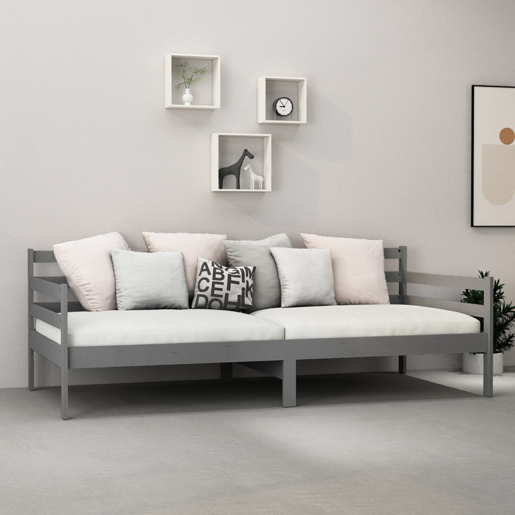 vidaXL Day Bed Grey Solid pine wood Twin