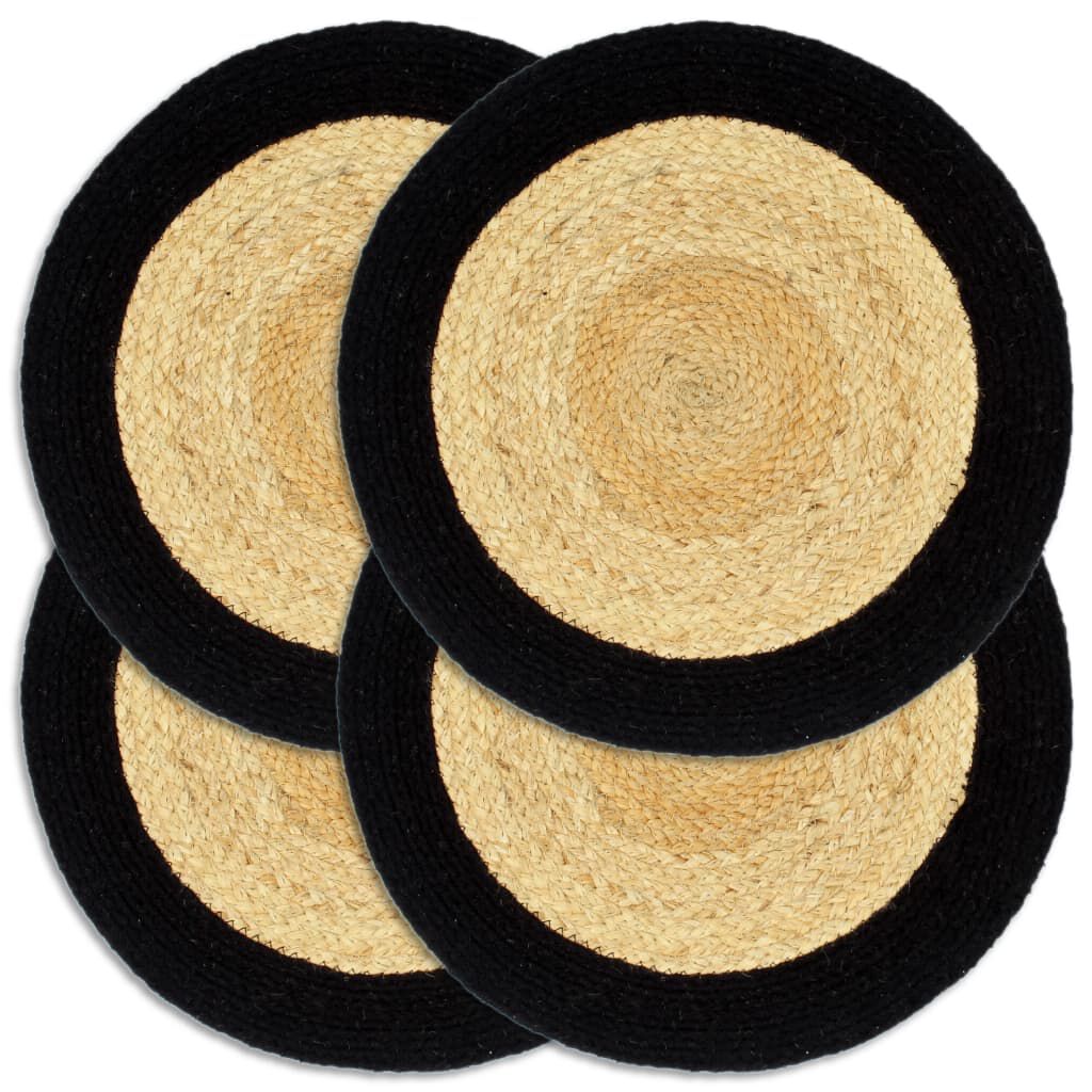 vidaXL Placemat Set of 4 Natural and Black Jute and Cotton
