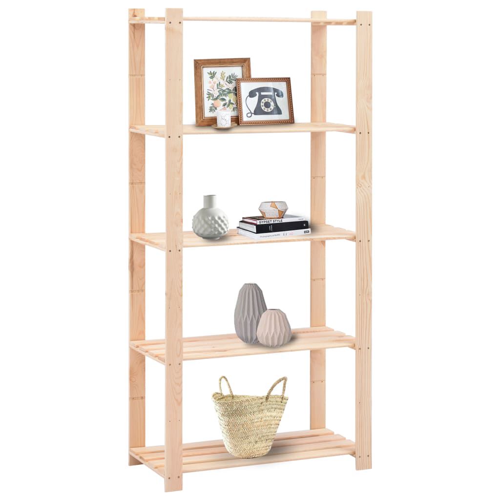 vidaXL 5-Tier Storage Racks 10 pcs 31.5"x15"x66.9" Solid Pinewood 551.2 lb