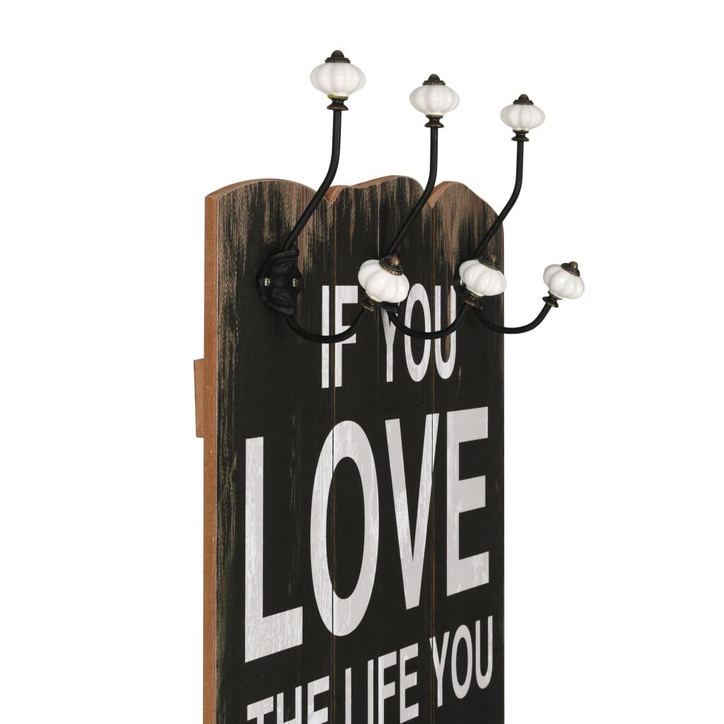 vidaXL Coat Rack Black and White MDF board and metal hooks 47.2 x 15.7 in