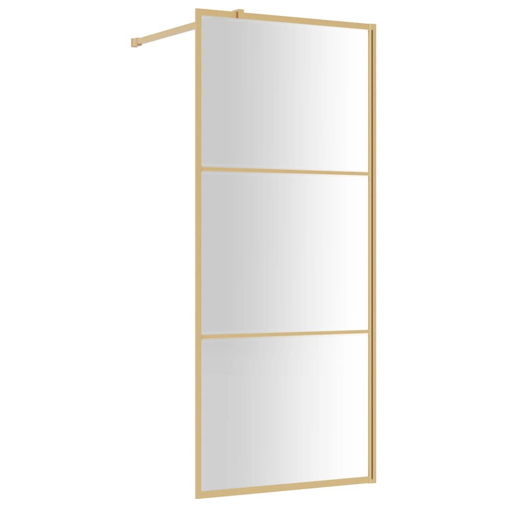 vidaXL Walk-in Shower Wall with Clear ESG Glass Gold 31.5"x76.8"