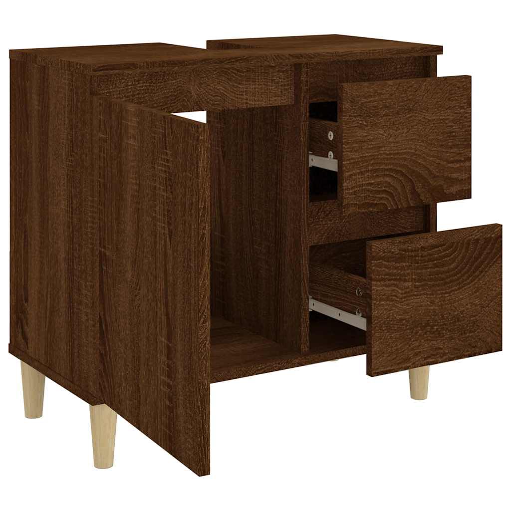 vidaXL Bathroom Cabinet Brown oak Engineered wood Medium