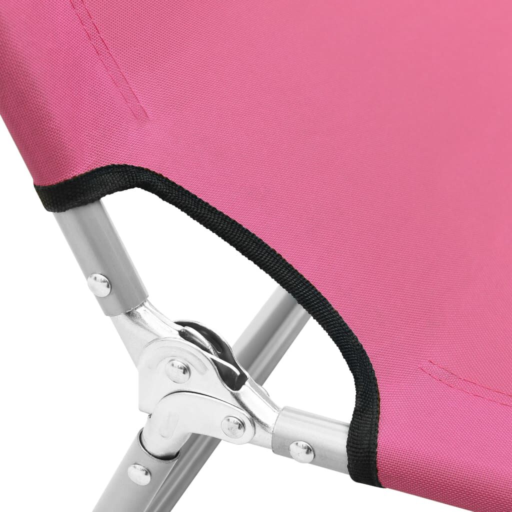 vidaXL Sun Lounger Pink Oxford fabric, Powder-coated steel Standard