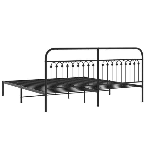 vidaXL Bed Frame Black Steel 79 x 79 in Bed Frame Rectangular Tough