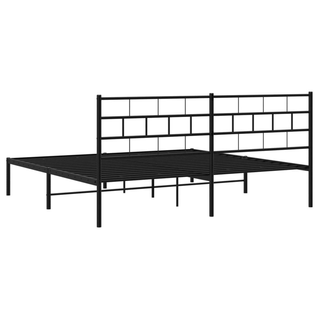 vidaXL Metal Bed Frame Black Powder-Coated Steel 79x79 in Bed Frame