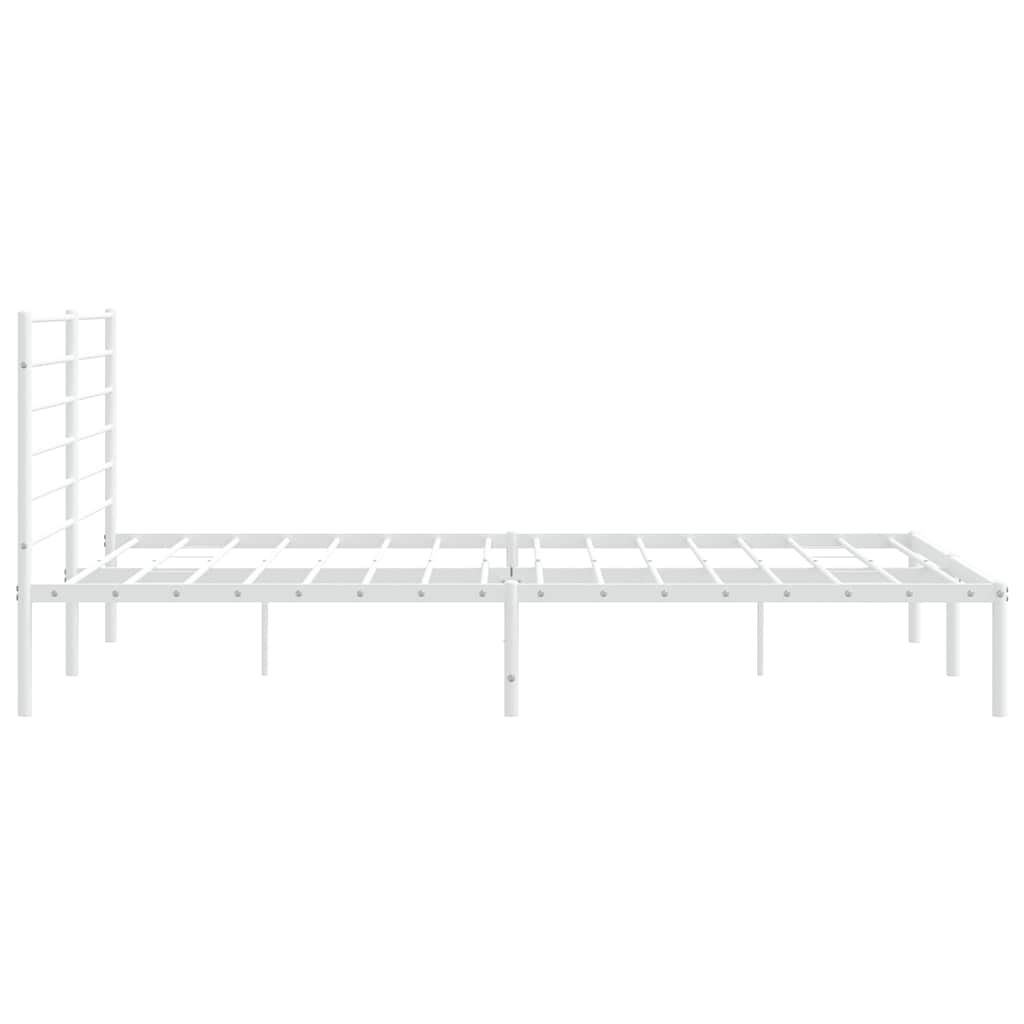 vidaXL Bed Frame White Steel Double Bed Bed Frame Rectangular