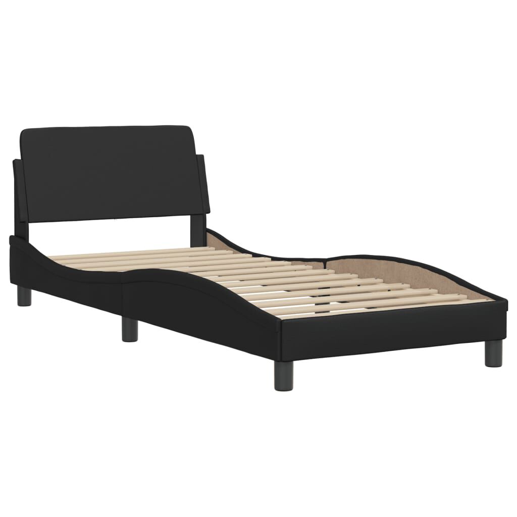 vidaXL Bed Frame with LED without Mattress Zadar" Black 39.4"x74.8"