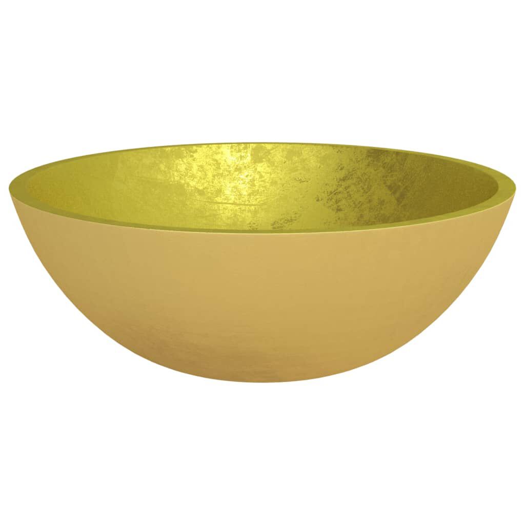 vidaXL Basin Glass 19.7x14.6x5.5" Gold